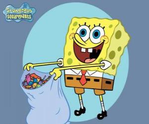 yapboz şeker bir çanta ile SpongeBob